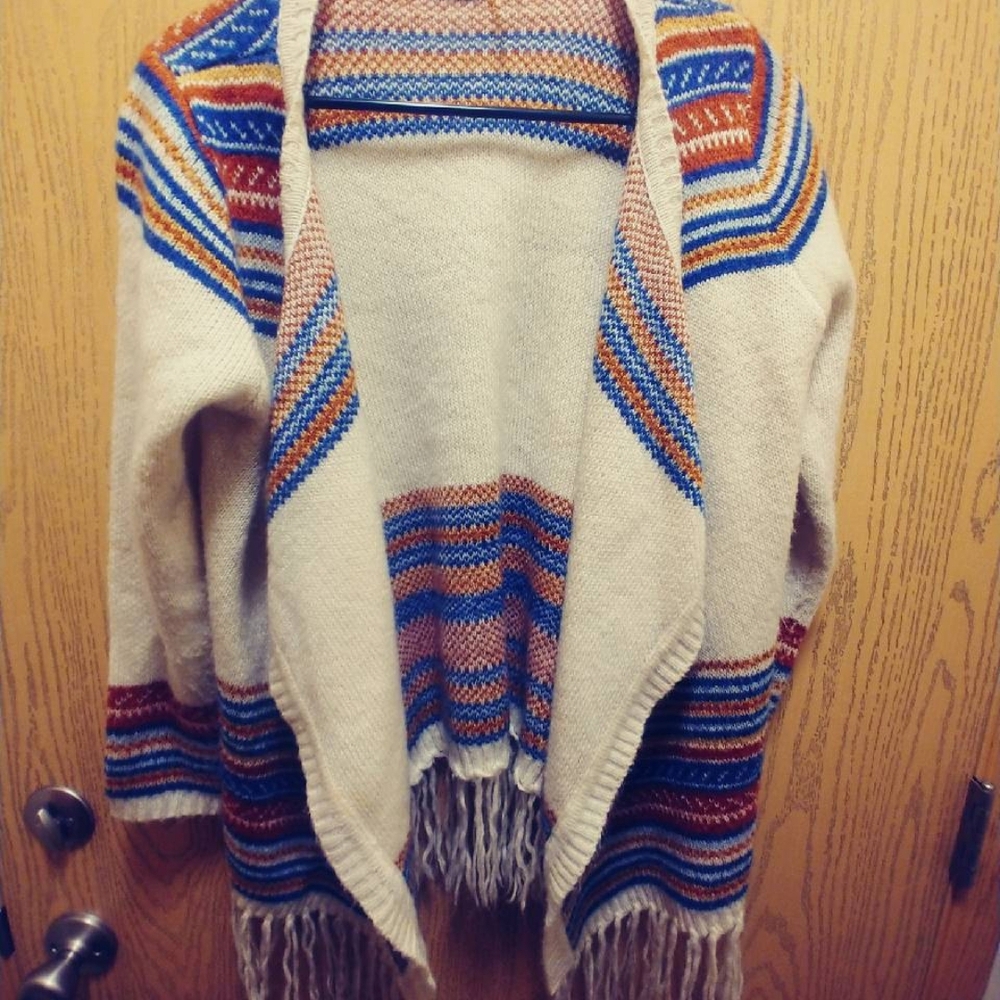 TOBI annie fringe drape front sweater in womens